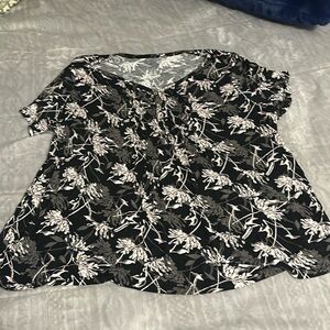 Beautiful pink, gray, and black floral shirt